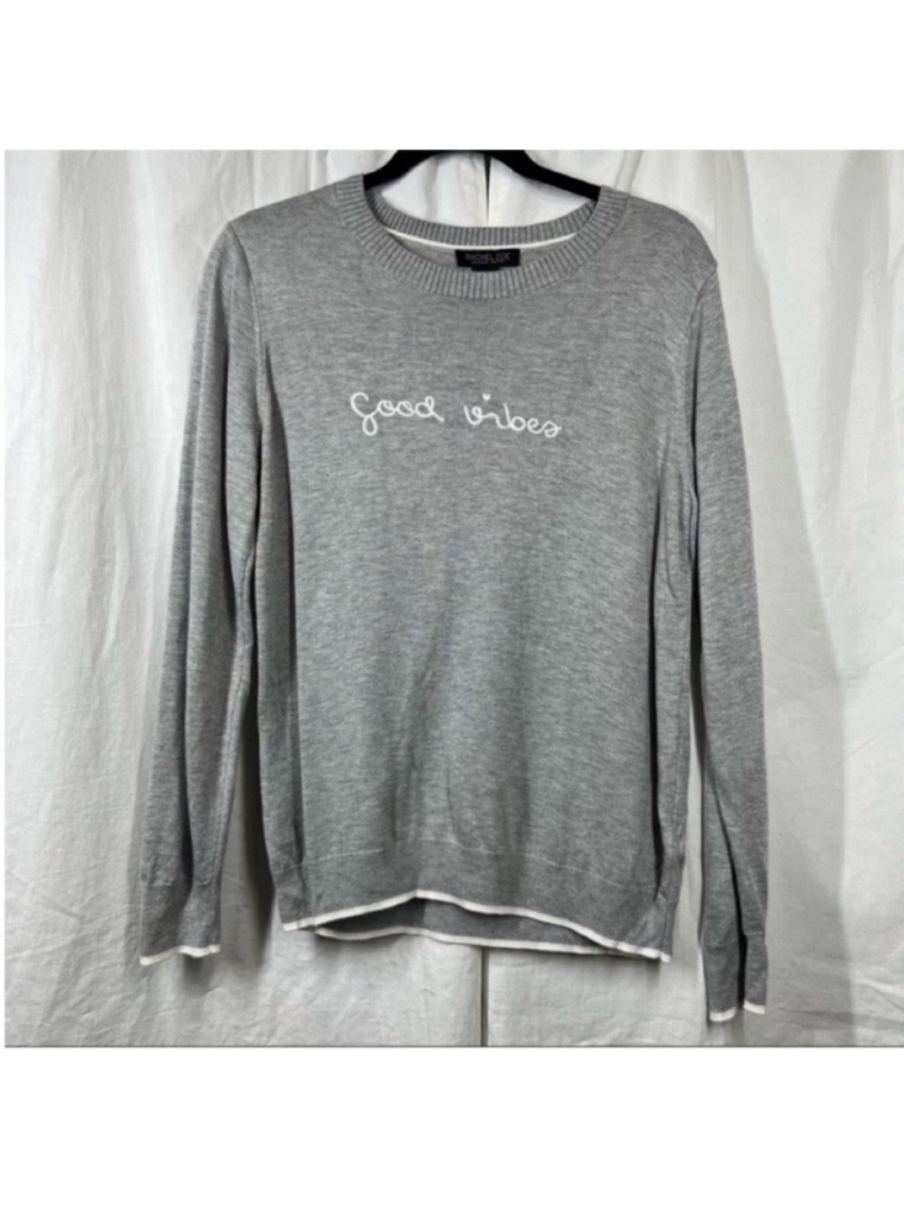 Rachel Zoe good vibes embroidered wool blend lightweight sweatshirt